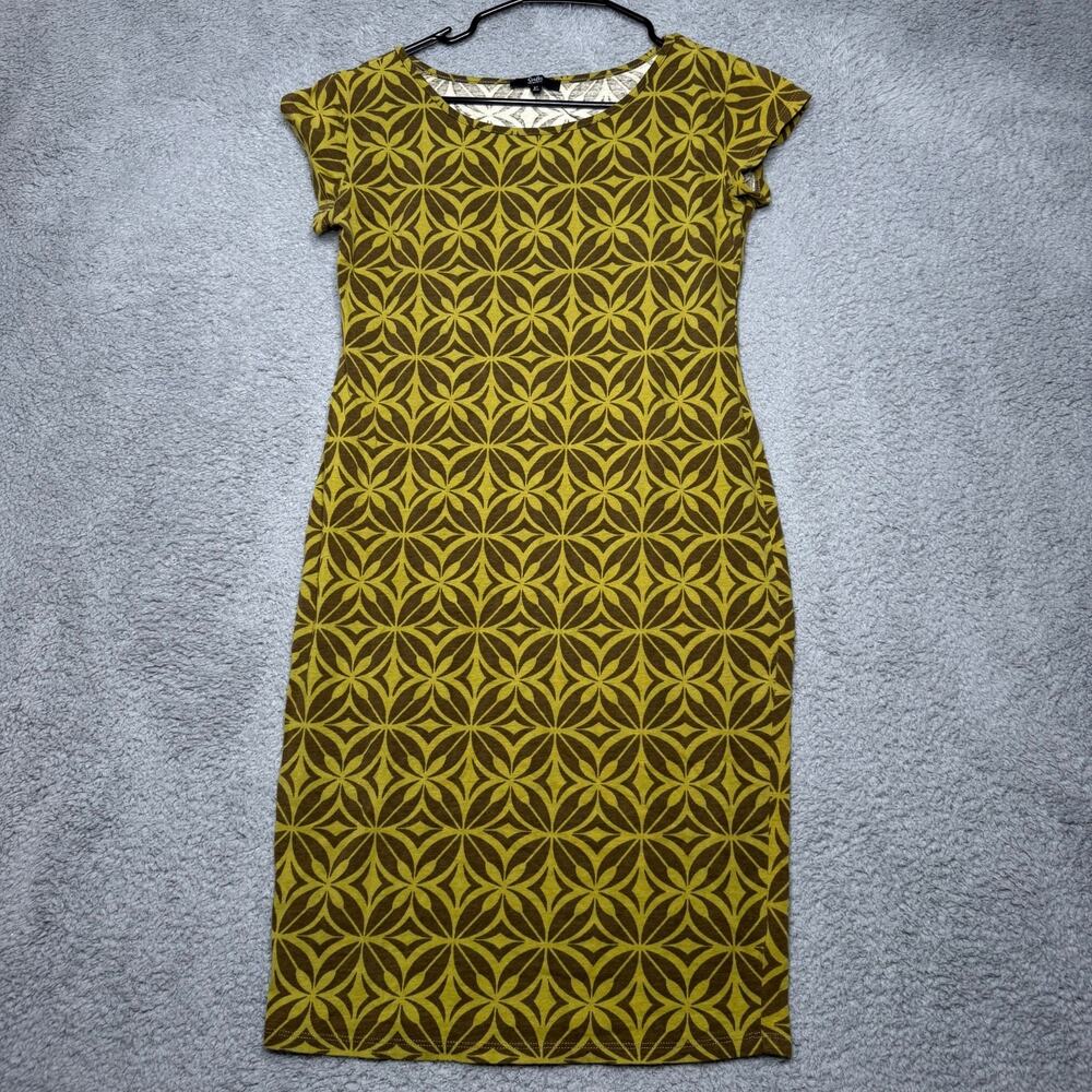 Sialei Dress Women's Xl Green and Brown Floral Short Sleeve Midi